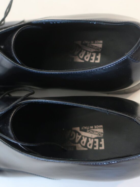 Mens Ferragamo Black Leather Oxford Lace Up Shoes Size 12 D main image 10